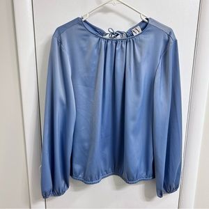 Worthington Women's Crew Neck Long Sleeve Blouse Blue Size L